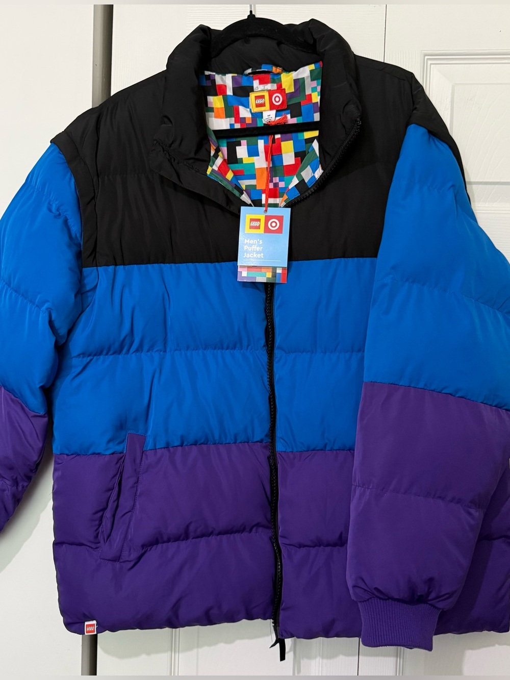 Lego X Target Collection Striped Puffer Jacket or Vest, Mens Size Medium